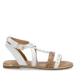 Sandali Flat 1A Classe Alviero Martini in Eco Nappa Bianca e stampa Geo Classic 2451
