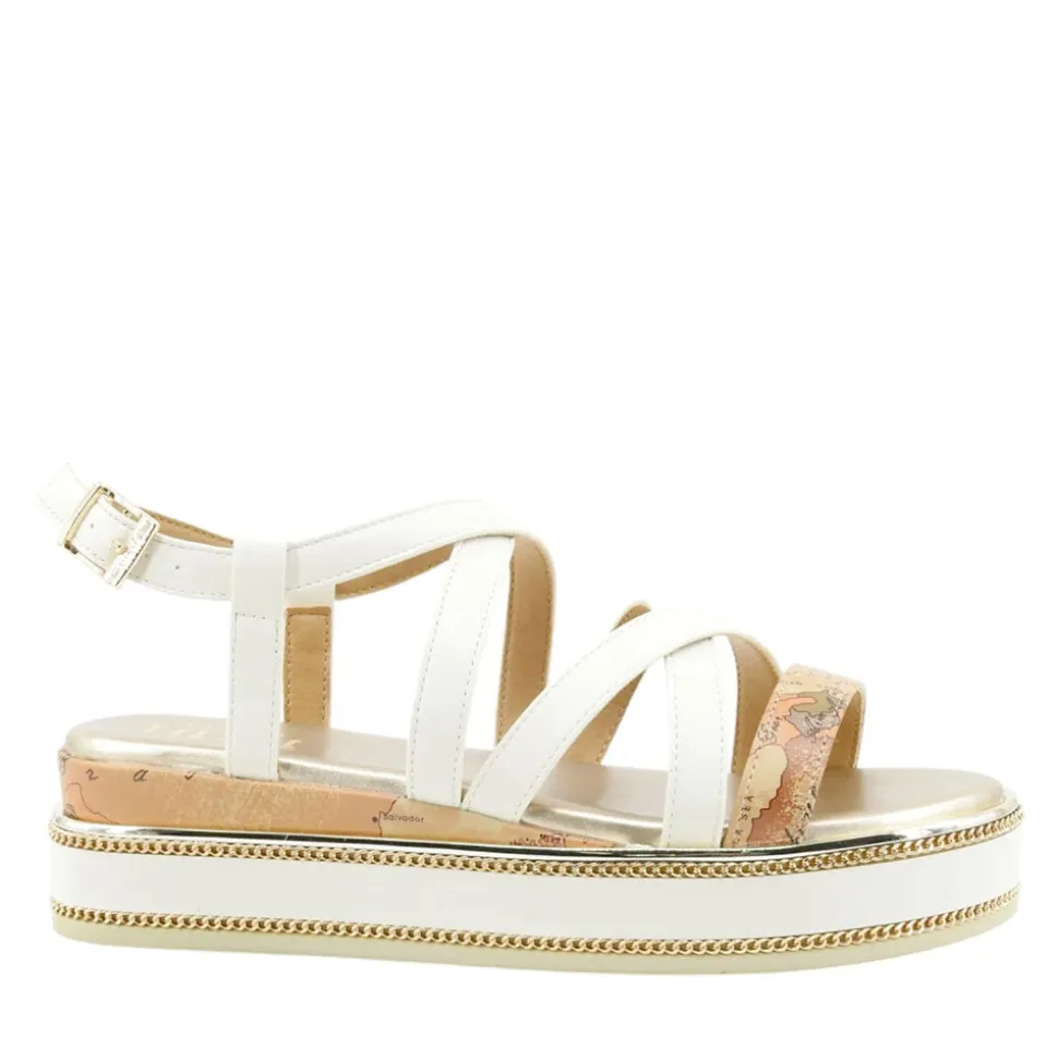 Sandali Platform 1A Classe Alviero Martini in Eco Nappa Bianco Sporco 2484
