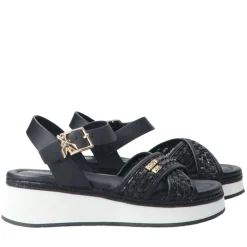 Sandali Platform PATRIZIA PEPE Girl linea Flyplat Sandal in Econappa Intrecciata Nera