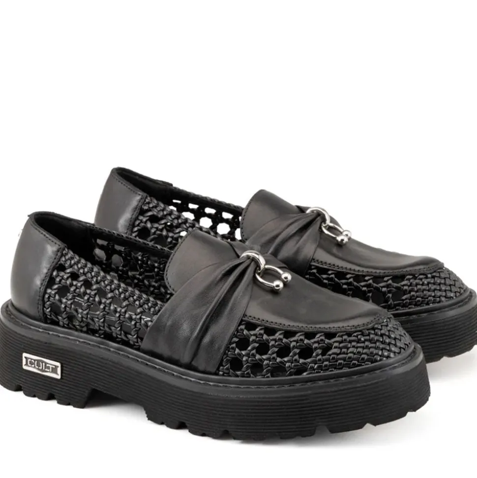 Scarpe Donna CULT Slash 4685 Mocassino in Pelle Traforata Nera