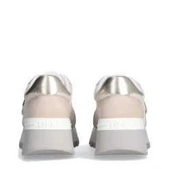 Scarpe Donna LIU JO Amazing 25 Sneakers Platform in Suede e Mesh Sand e Light Gold