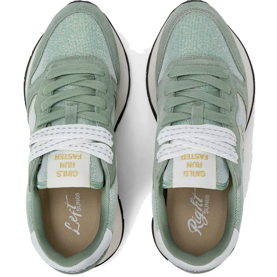 Scarpe Donna Sun68 Sneakers Ally Glitter Textile Colore Verde Salvia - Z36203