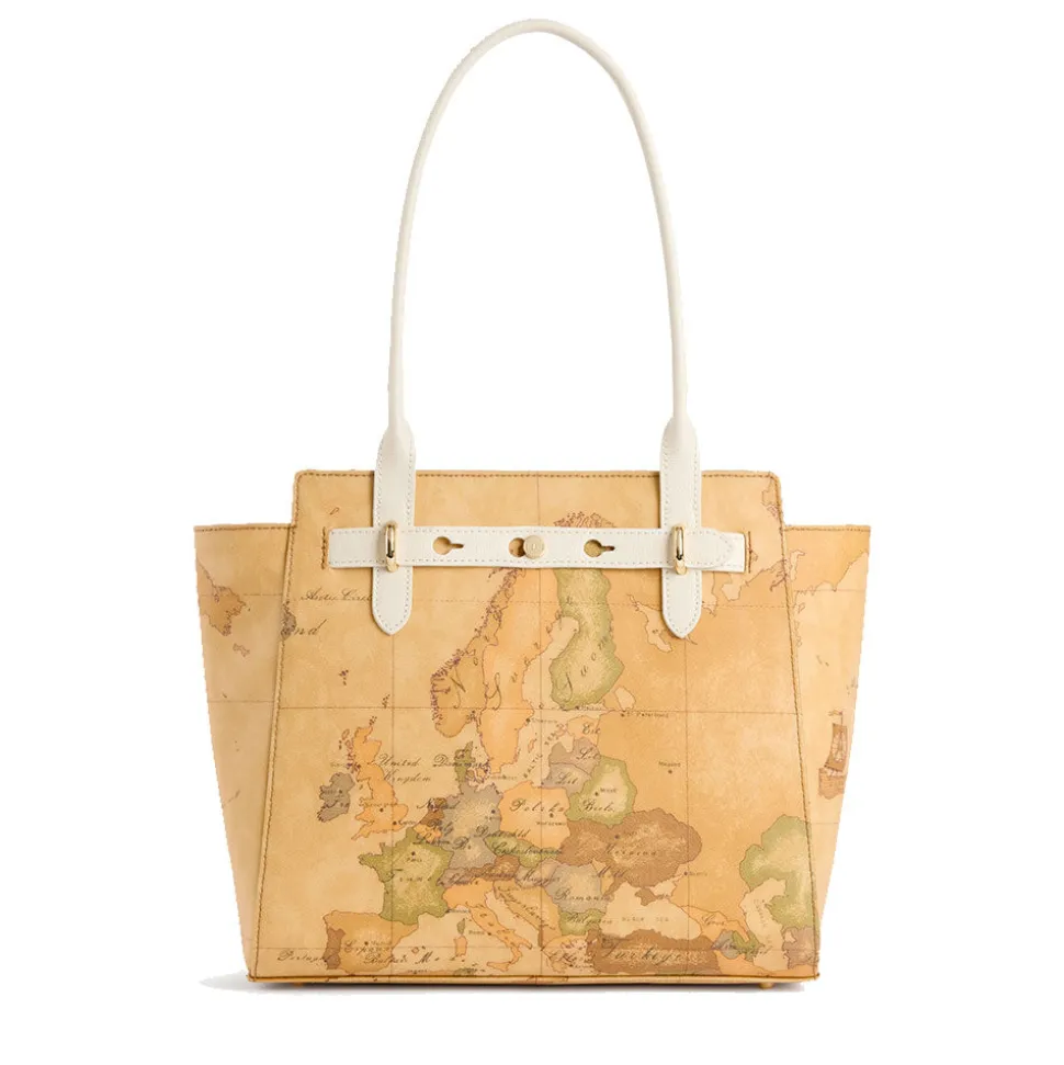 Shopping Bag Donna 1A Classe Alviero Martini linea Escape Geo stampa Geo Classic e Avorio LE60