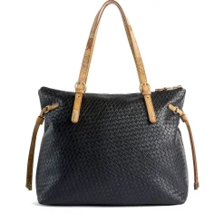 Shopping Bag Donna 1A Classe Alviero Martini linea Golden Dune effetto Intrecciato Nera LE42