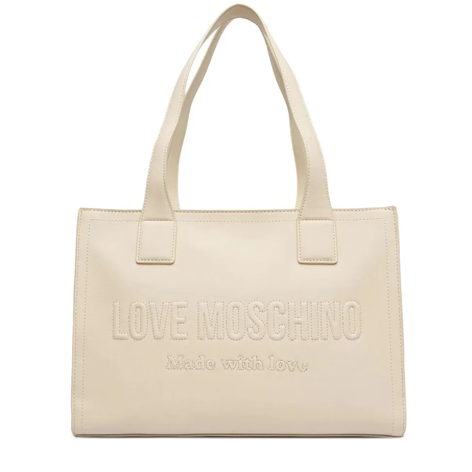 Shopping Bag Donna LOVE MOSCHINO in Ecopelle Avorio