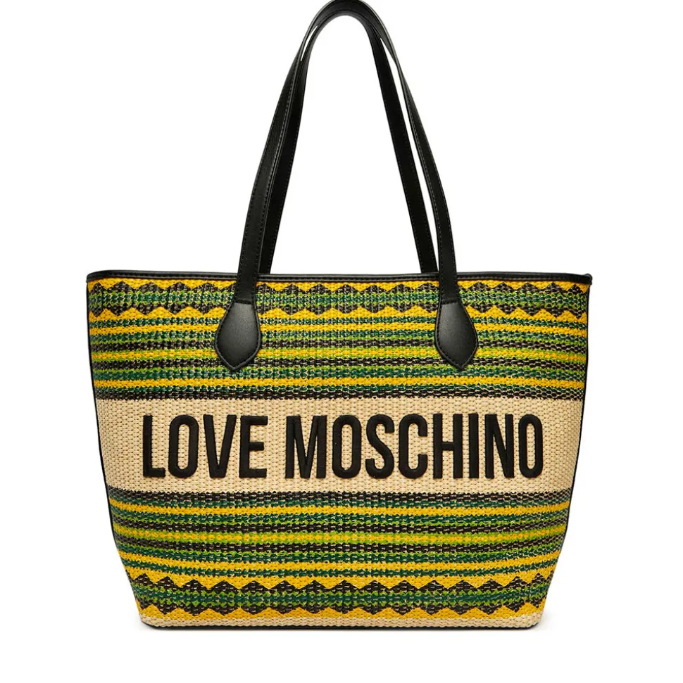 Shopping Bag Donna LOVE MOSCHINO a Righe Nero Multicolor