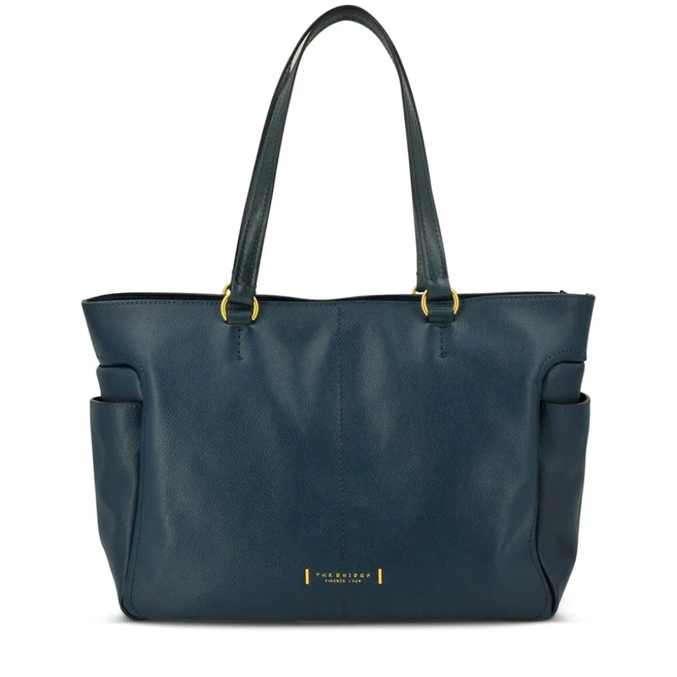 Shopping Bag Donna THE BRIDGE linea Letizia in Pelle Blu Pavone