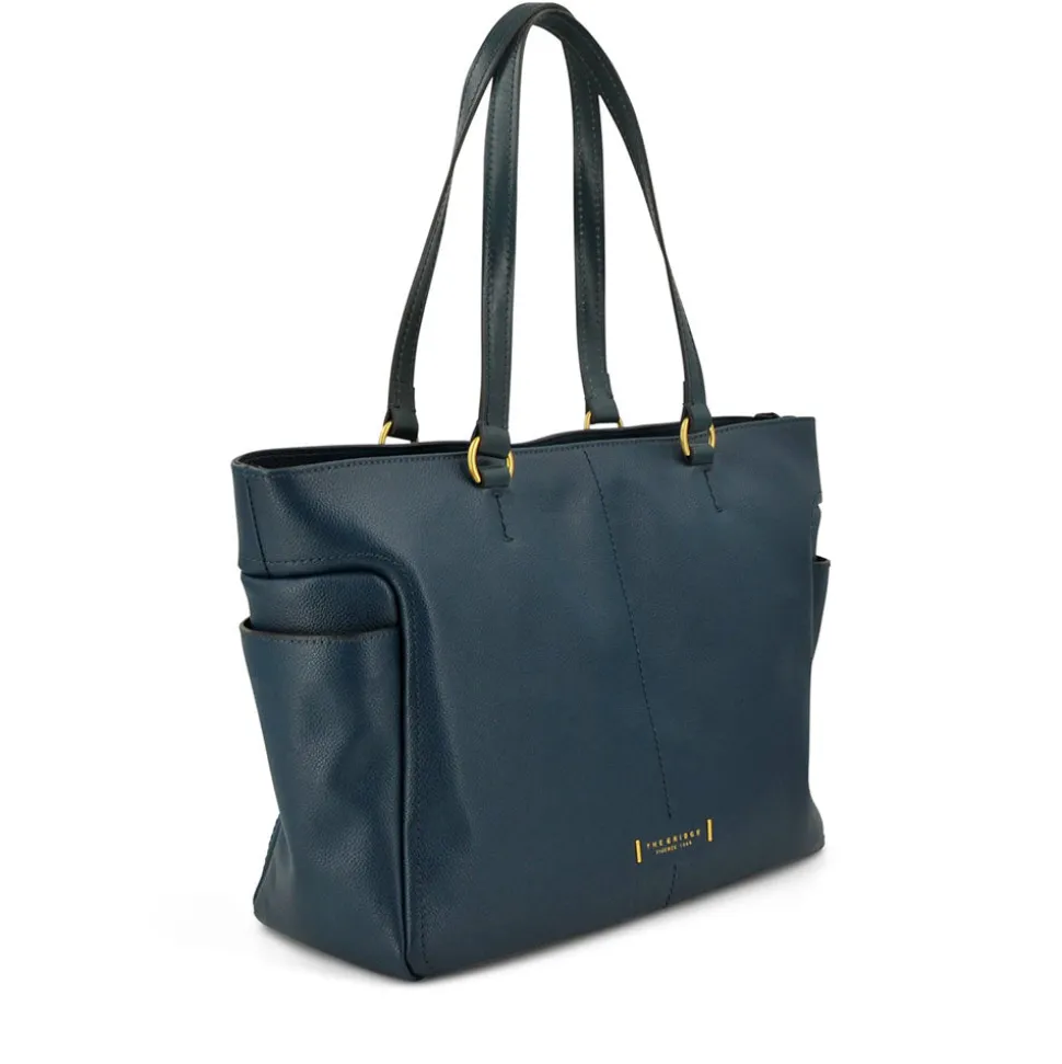 Shopping Bag Donna THE BRIDGE linea Letizia in Pelle Blu Pavone