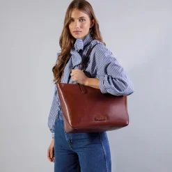 Shopping Bag Donna THE BRIDGE linea Larissa in Pelle Verde Maggiorana