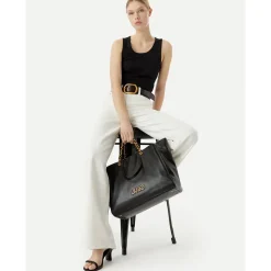 Shopping Bag Large Donna LIU JO Nera con Catena Decorativa