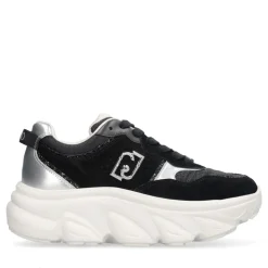 Sneakers Chuncky Donna LIU JO Steffy 01 in Suede e Nylon Nero con Inserti Metallizzati