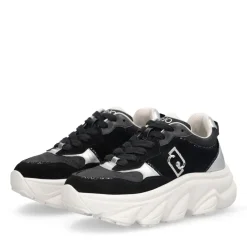 Sneakers Chuncky Donna LIU JO Steffy 01 in Suede e Nylon Nero con Inserti Metallizzati