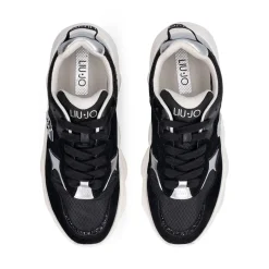 Sneakers Chuncky Donna LIU JO Steffy 01 in Suede e Nylon Nero con Inserti Metallizzati