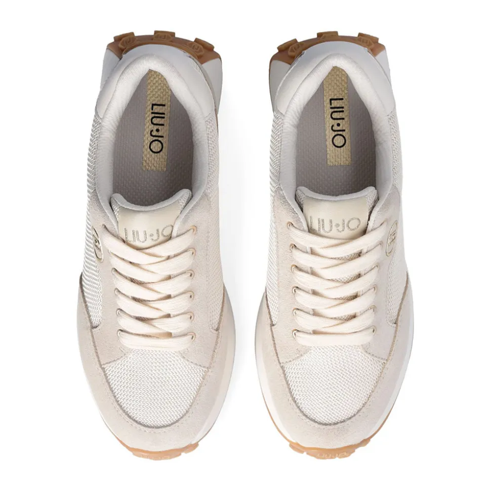 Sneakers Donna LIU JO Lolo 20 in Suede e Brighty Mesh Rope Milk