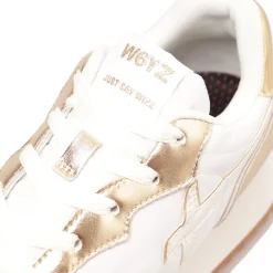 Sneakers Donna W6YZ Jet-W. in Tessuto Tecnico e Inserti Metallizzati Platinum White