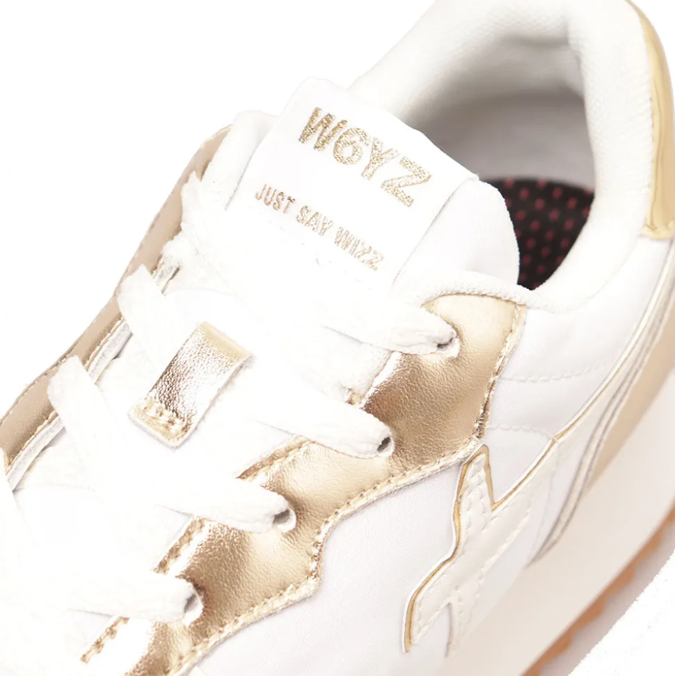 Sneakers Donna W6YZ Jet-W. in Tessuto Tecnico e Inserti Metallizzati Platinum White