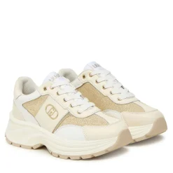 Sneakers Platform Donna LIU JO Eva 02 in Pelle e Glitter White Milk