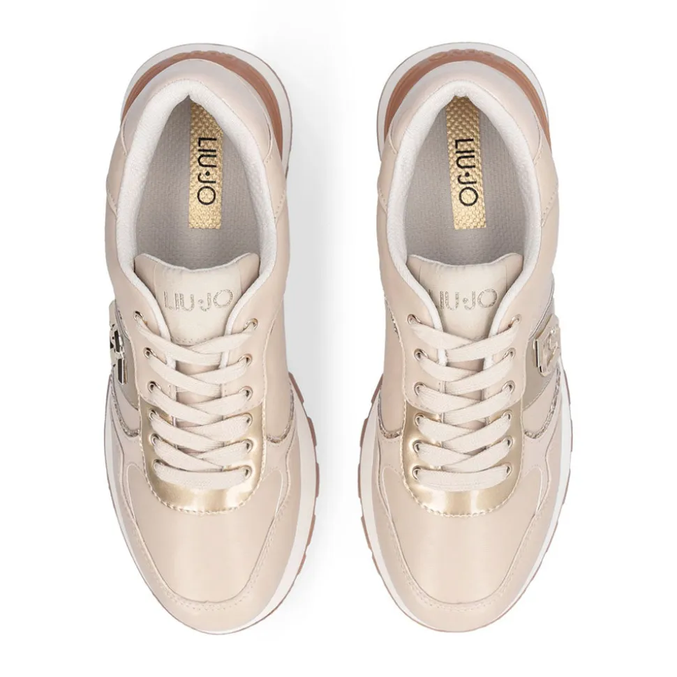 Sneakers Platform Donna LIU JO Amazing 43 in Pelle Beige con Dettaglio Glitter