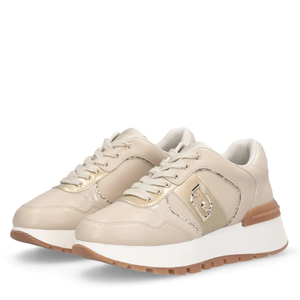 Sneakers Platform Donna LIU JO Amazing 43 in Pelle Beige con Dettaglio Glitter