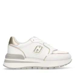 Sneakers Platform Donna LIU JO Amazing 25 in Pelle Bianca e Inserti Laminati Oro