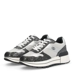 Sneakers Platform Donna LIU JO Amazing 38 in Pelle Stampata e Inserti Metallizzati Nero Silver