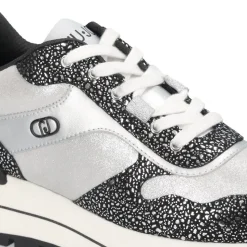 Sneakers Platform Donna LIU JO Amazing 38 in Pelle Stampata e Inserti Metallizzati Nero Silver