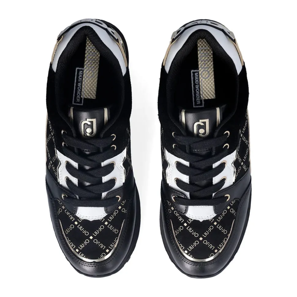 Sneakers Platform Donna LIU JO Maxi Wonder 91 in Pelle e Suede Nero