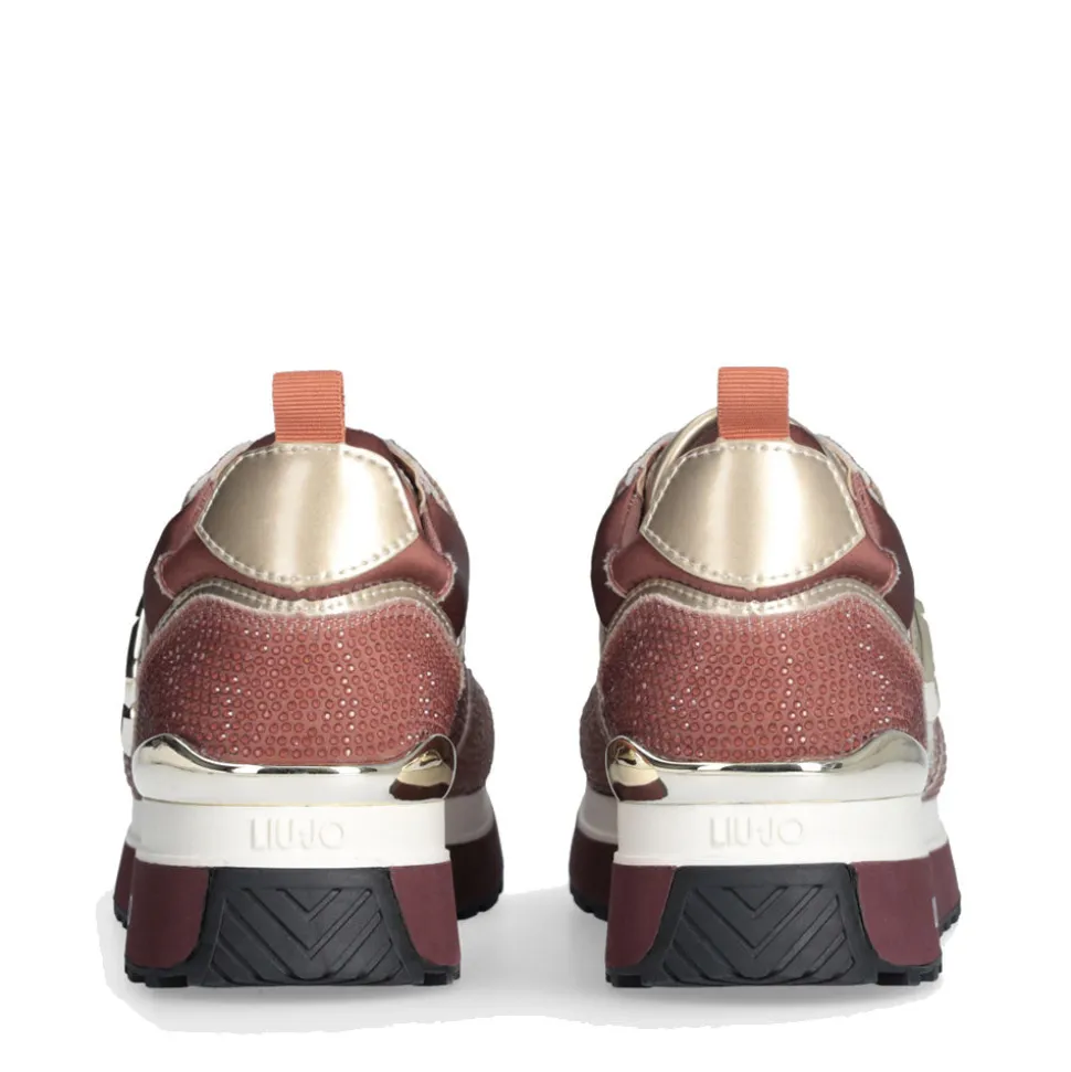 Sneakers Platform Donna LIU JO Maxi Wonder 01 in Raso Sfumato e Strass Ginger Bread e Milk