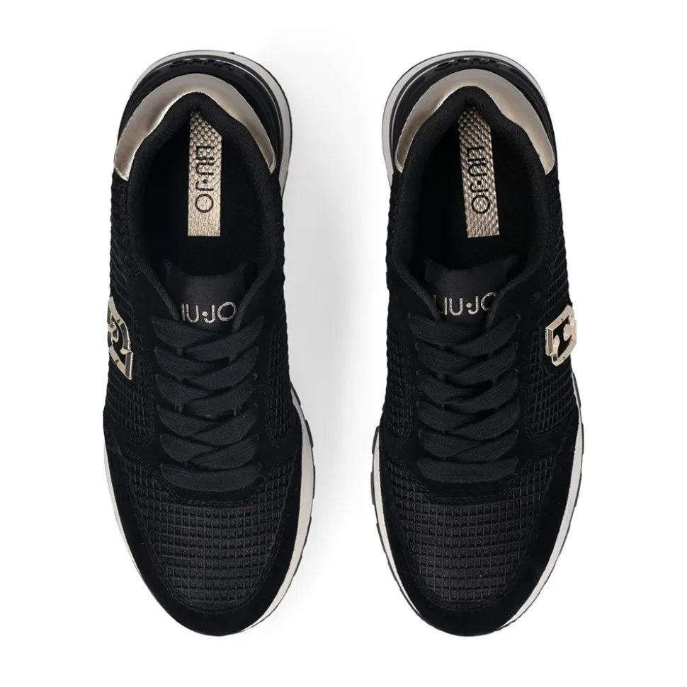 Sneakers Platform LIU JO Amazing 25 in Suede e Mesh Black Light Gold