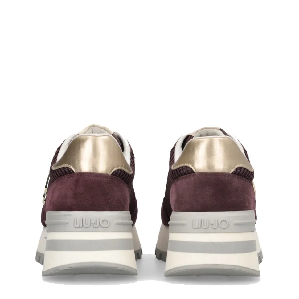 Sneakers Platform LIU JO Amazing 25 in Suede e Mesh Cremisi Light Gold