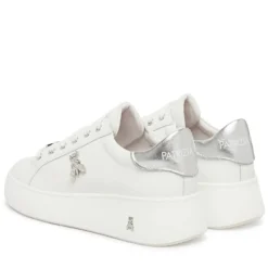 Sneakers Platform PATRIZIA PEPE Girl in Pelle Bianca con Logo Gioiello Silver