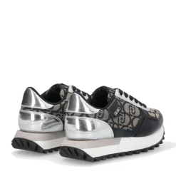 Sneakers Running LIU JO Evelyn 915 in Tessuto Jacquard con Logo Monogram Black Silver