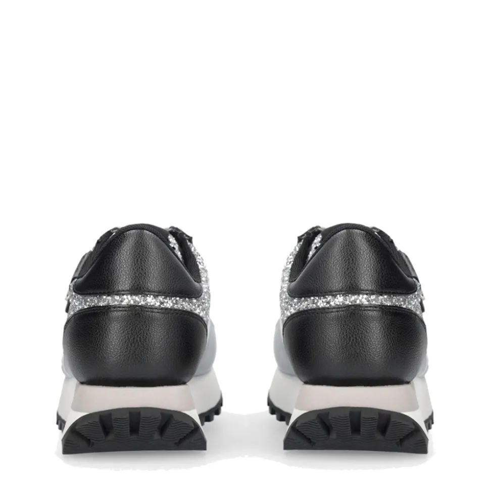 Sneakers Running LIU JO Evelyn 915 Full Glitter Silver con Inserti Laminati