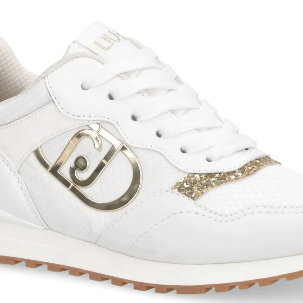Sneakers Running LIU JO Maxi Wonder Low 02 Bis in Nylon Bianco con Inserti Glitter