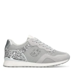 Sneakers Running LIU JO Maxi Wonder Low 02 in Glitter Mesh e Suede Loft Silver