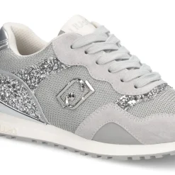 Sneakers Running LIU JO Maxi Wonder Low 02 in Glitter Mesh e Suede Loft Silver