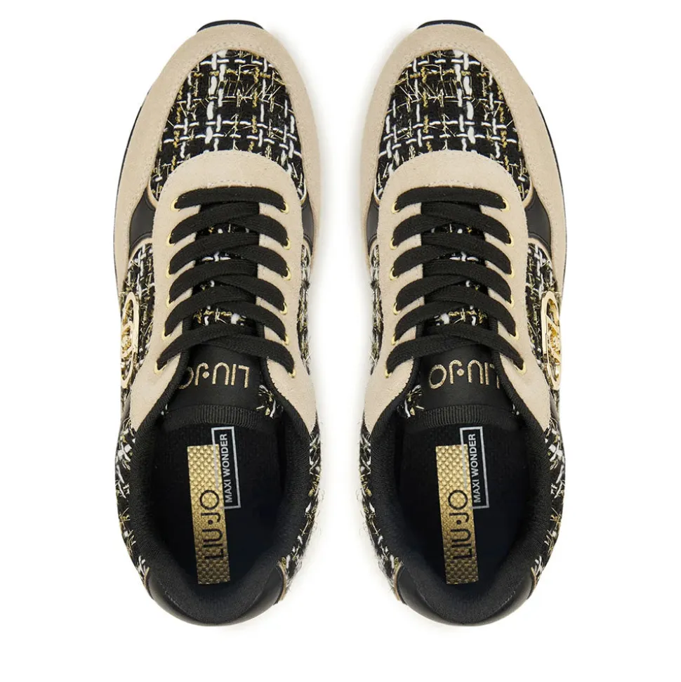 Sneakers Super Platform Donna LIU JO Maxi Wonder Plus 01 in Pelle Suede e Tessuto Rope Black