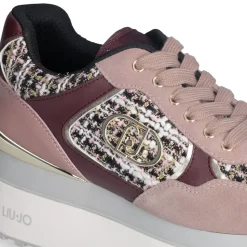 Sneakers Super Platform Donna LIU JO Maxi Wonder Plus 01 in Pelle Suede e Tessuto Rose e Cremisi