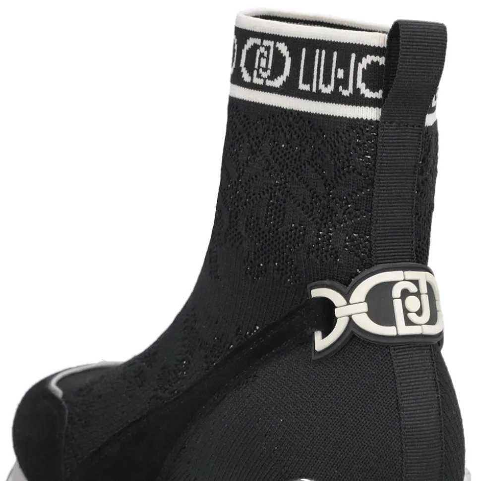 Sock Sneakers Donna LIU JO Maxi Wonder 93 in Tessuto Stretch e Suede Nero