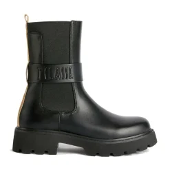 Stivaletti Bikers Donna 1A Classe Alviero Martini in Eco Nappa Nera con Logo 1236