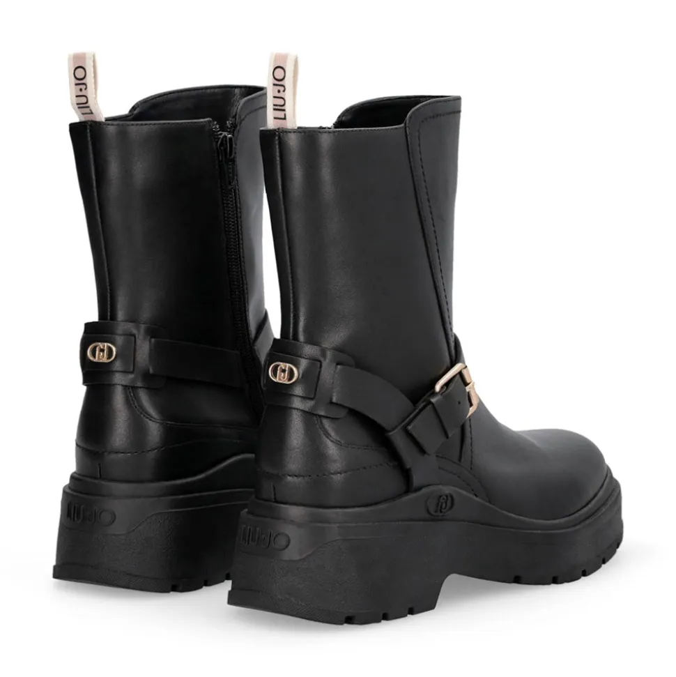 Stivaletti Donna LIU JO Andrea 03 in Pelle Nera con Dettagli Bold