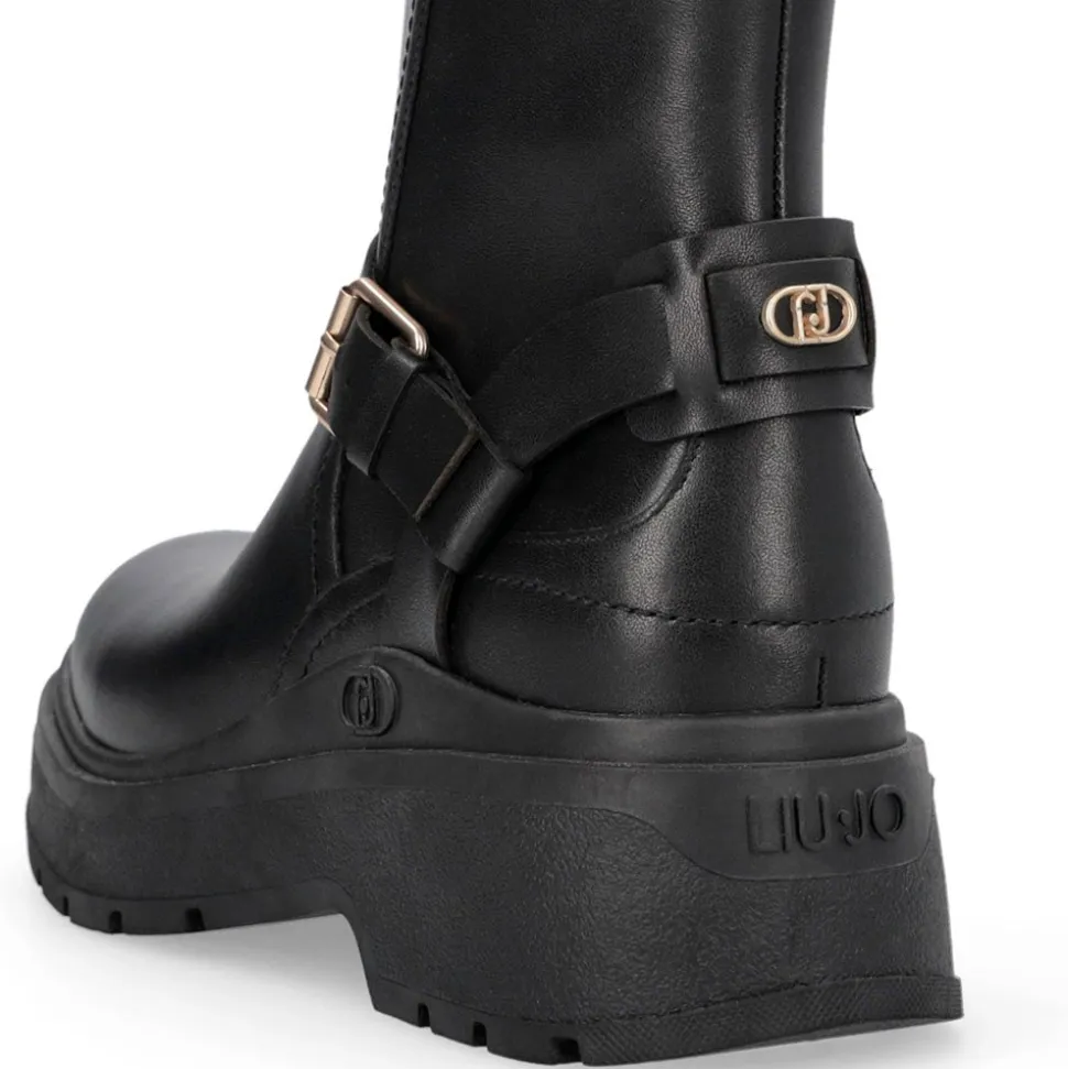 Stivaletti Donna LIU JO Andrea 03 in Pelle Nera con Dettagli Bold