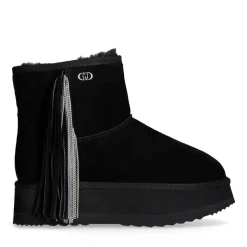 Stivaletti Donna Platform Imbottiti LIU JO Jane 09 in Suede Nero con Frange