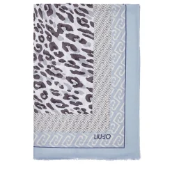 Stola Donna 90 x 180 cm LIU JO in Modal stampa Animalier Dusty Blue
