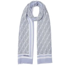 Stola Donna 70 x 180 cm LIU JO in Tessuto Denim Chiaro stampa LJ All Over