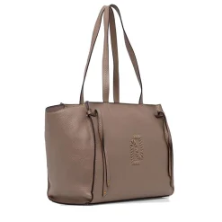 Tote Bag Large Donna LIU JO effetto Bottalato Marrone con Logo Ricamato