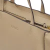 Tote Bag Large Donna LIU JO effetto Bottalato color Fango con Logo Ricamato