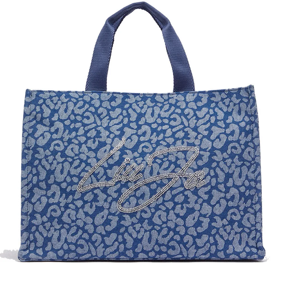 Tote Bag Large LIU JO in Denim stampa Animalier