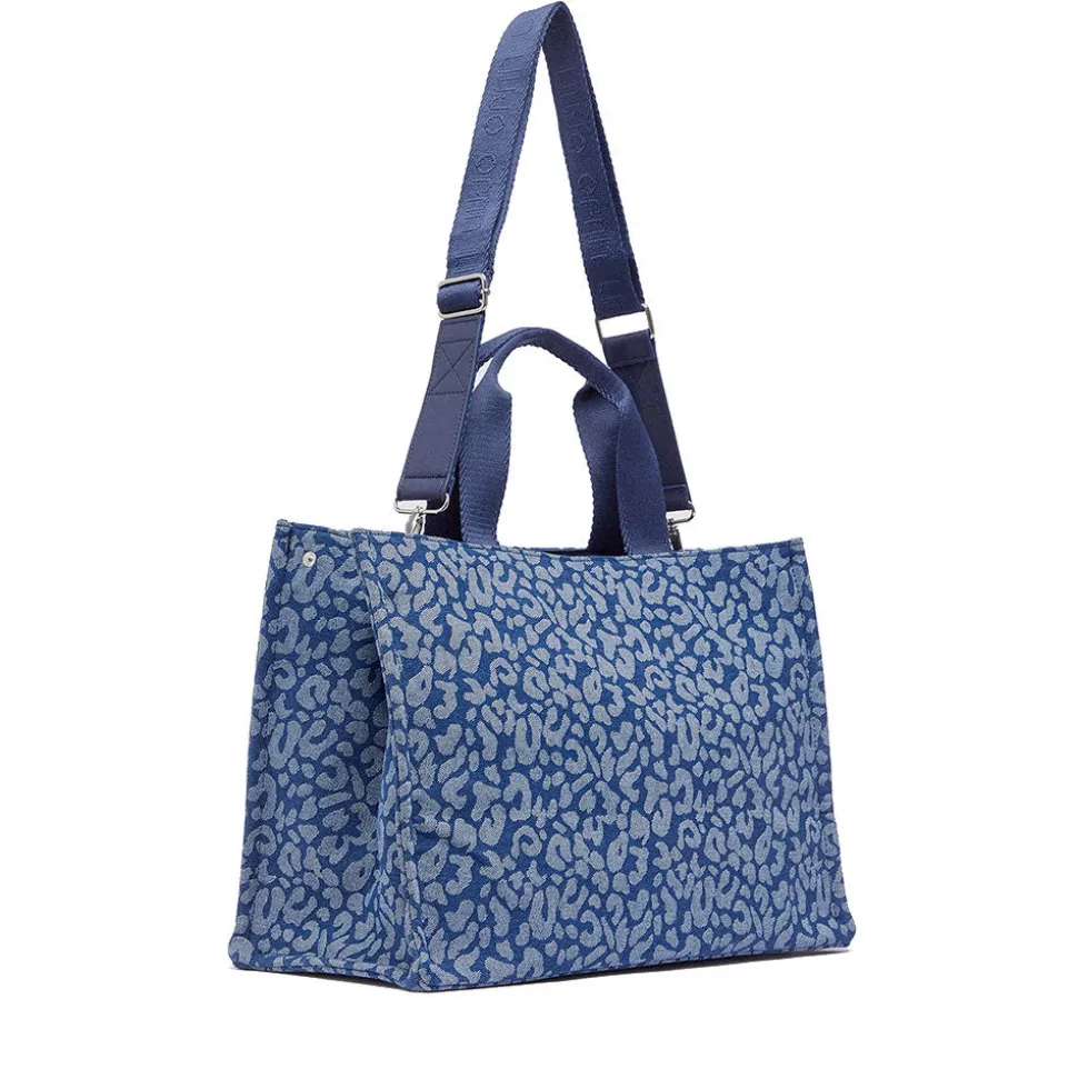 Tote Bag Large LIU JO in Denim stampa Animalier