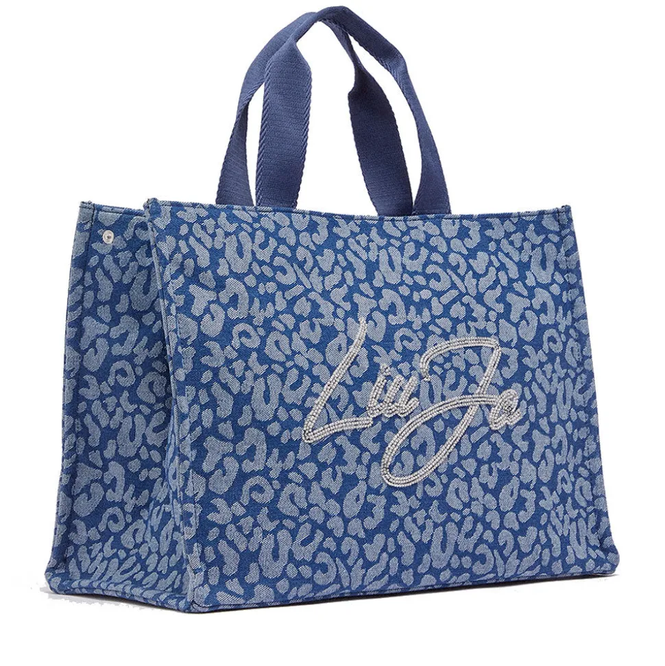 Tote Bag Large LIU JO in Denim stampa Animalier